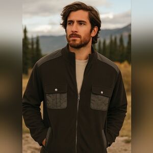 Perry Ellis Black Military Commando Sweater Jacket Size XXL